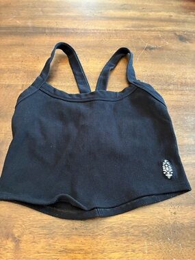Free People Movement All Clear Cami Medium Large Black Tank Top Cropped Ribbed